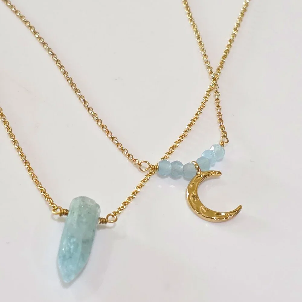 Luna Norte Amazonite Moon 14k Gold Plated Brass 18